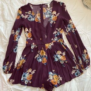 Maroon Floral Romper